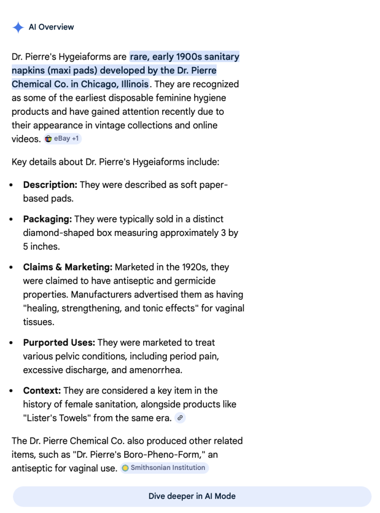 as screenshot of an inaccurate google AI summary